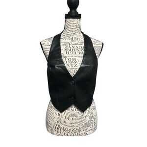 Women Faux Leather Vest Cropped  Button Vest‎ Med Goth Whimsigoth NWT